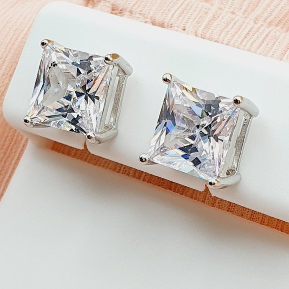 "8MM S925 Sterling Silver CZ Stud Earrings for Women/Girl, US19251038 - Picture 7 of 9